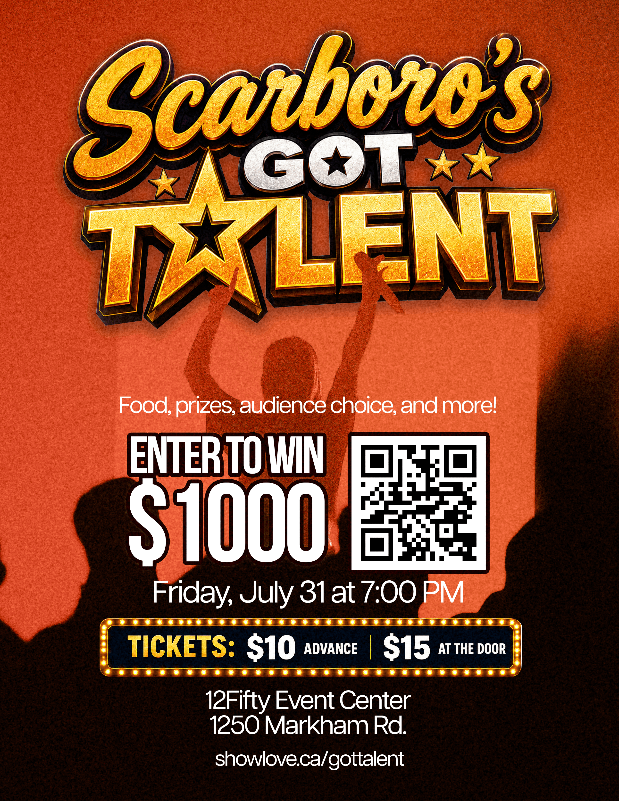 Scarboro's Got Talent event poster — July 31 at 12Fifty Event Center